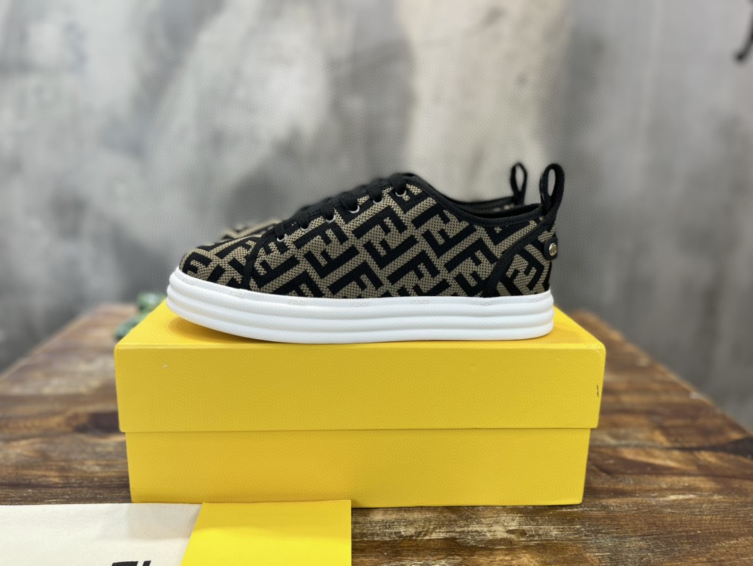 F**di Domino Fabric Sneakers Brown For Men