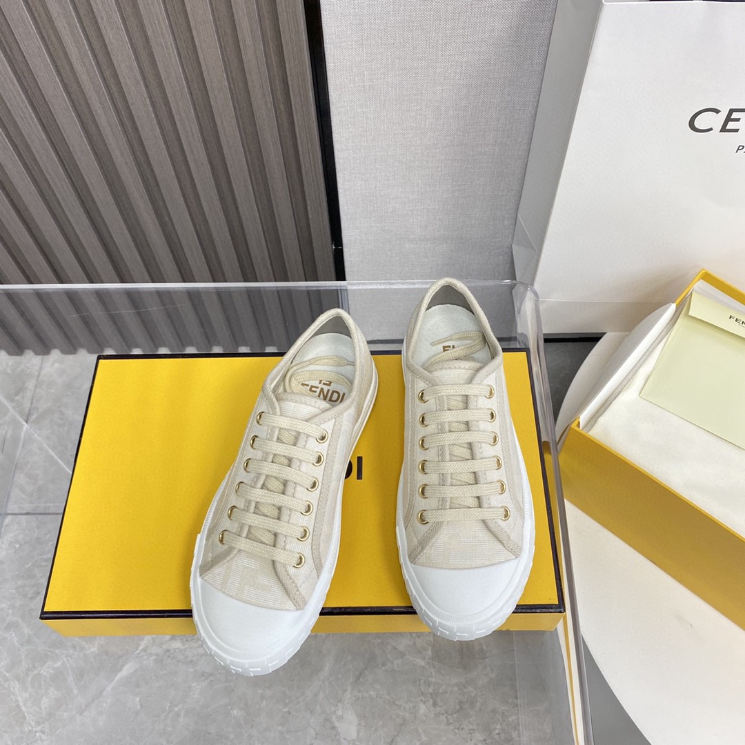 F**di Domino Fabric Sneakers Beige For Women