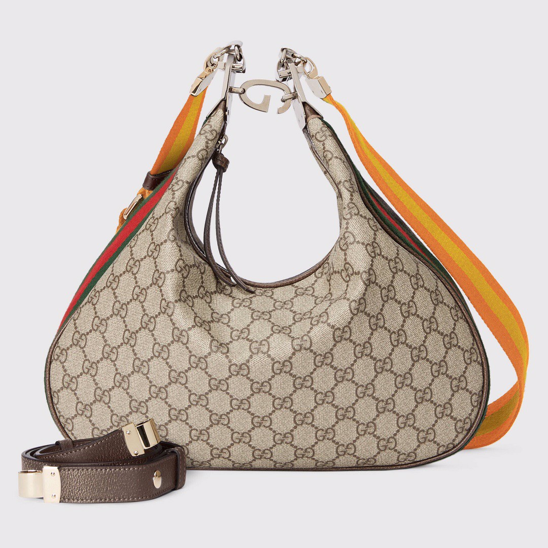 Gvc*1 Atache Large Shoulder Bag Beige And Multicolor For Women, Women’s Bags 13.8in/35cm GG‎ ‎‎‎702823 96GRN 4091