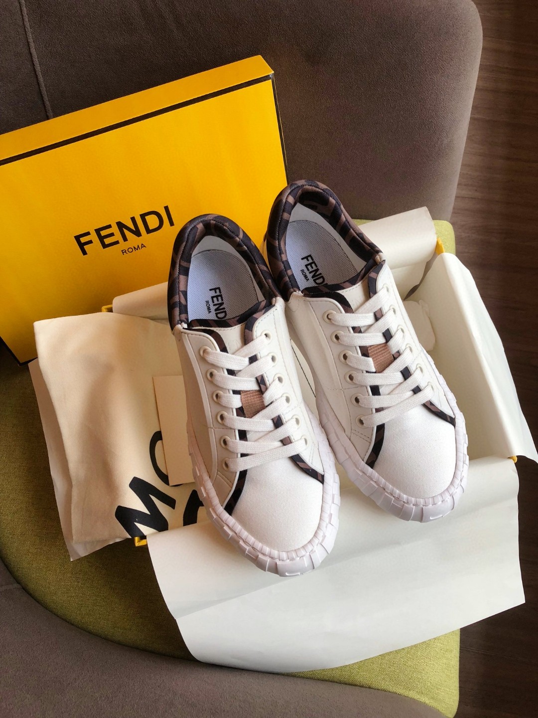 F**di Force FF Lace-Ups Sneakers White For Men 7E1414AF5A