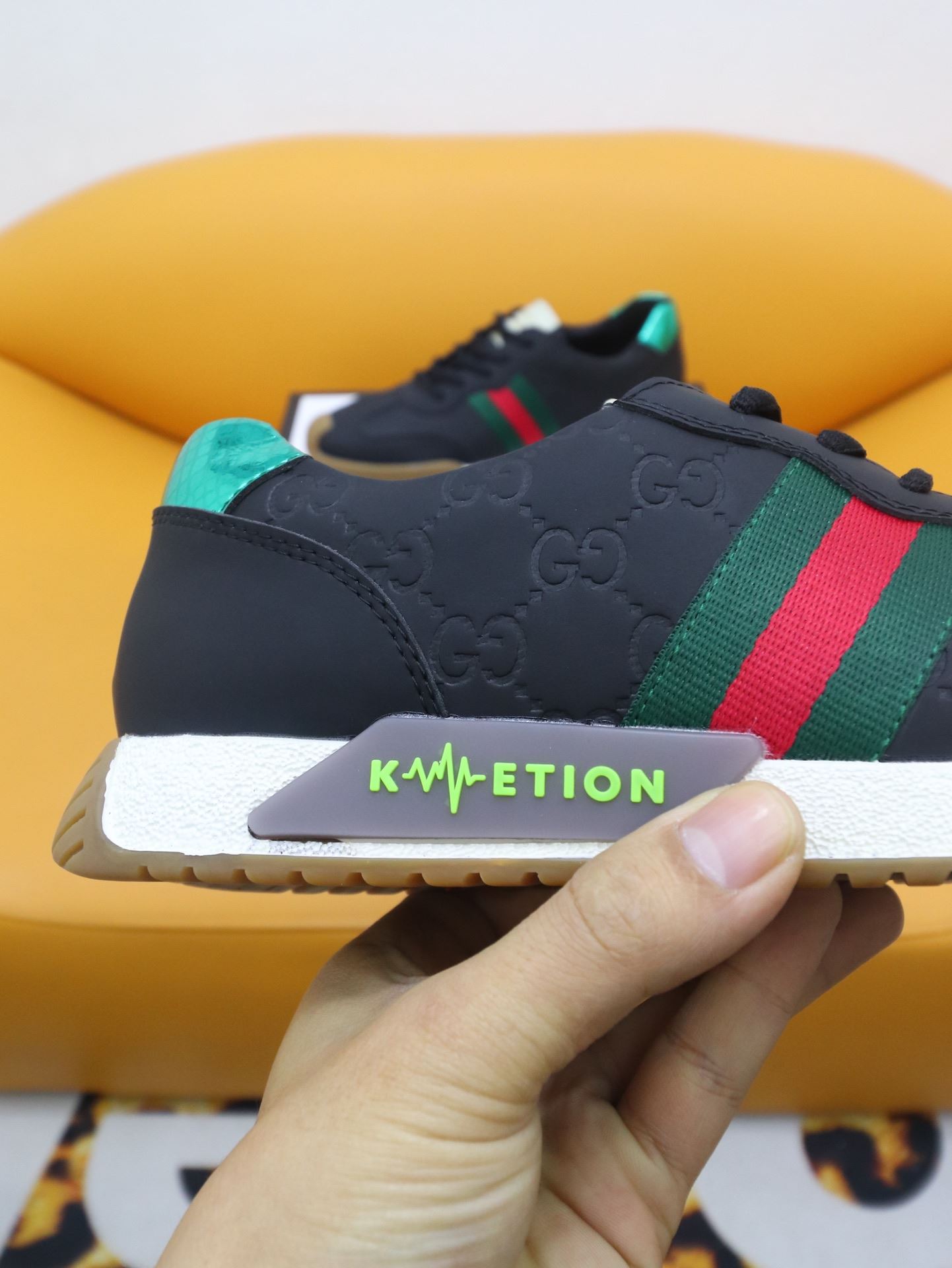 Gvc*1 Men’s GG Embossed Sneakers With Web Ketion Black For Men