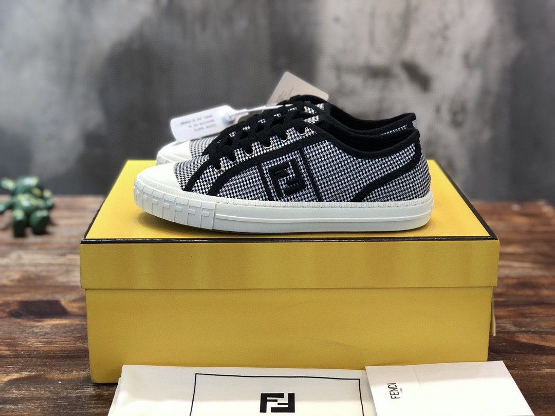 F**di Domino Fabric Sneakers Black For Women