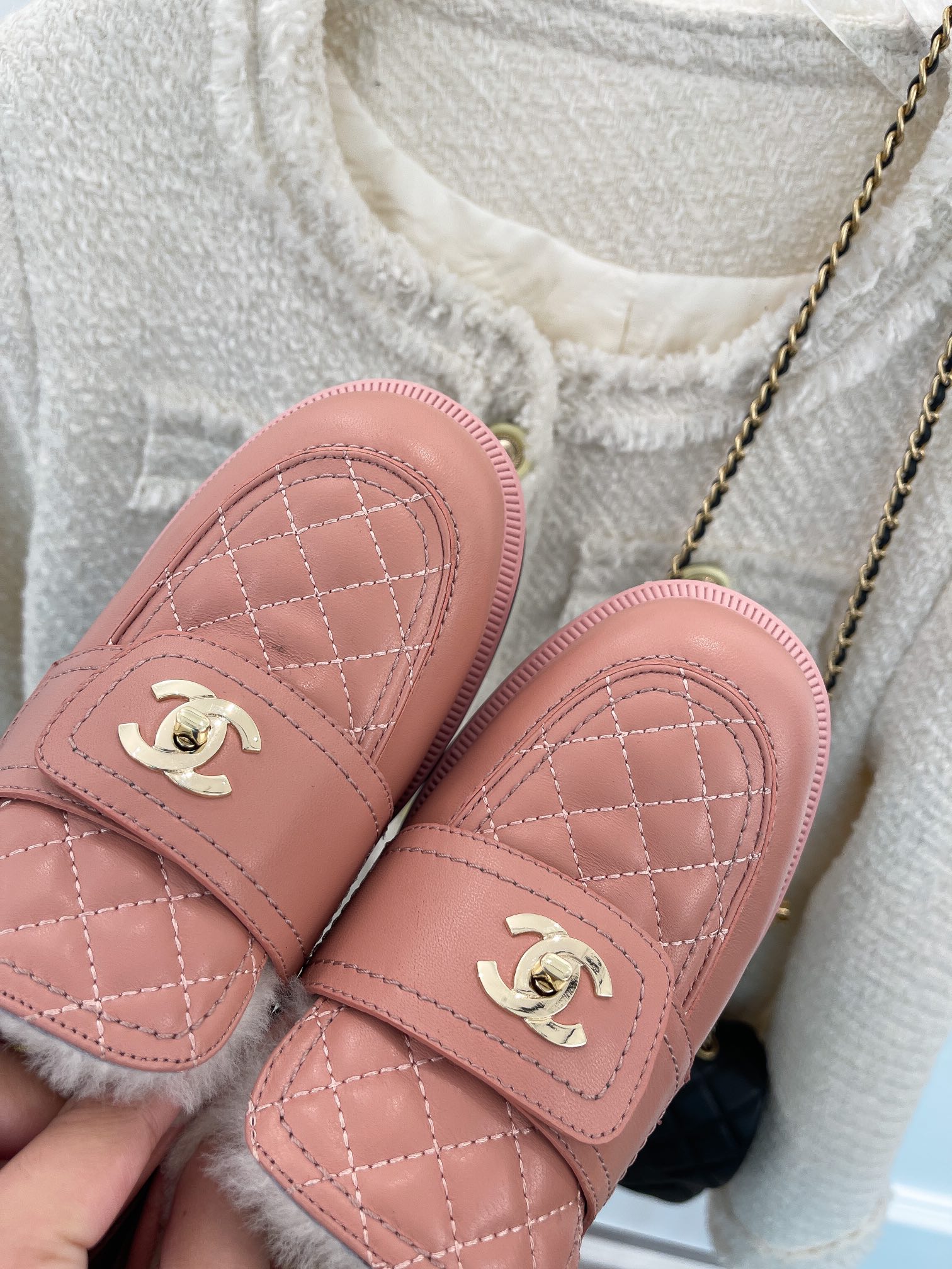 Ch**el Women’s Loafers With Lining Pink For Women