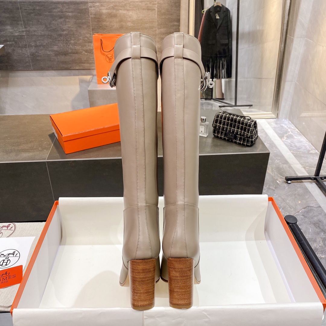 H**me5 High Heel Boots Beige For Women 3.54in/9cm