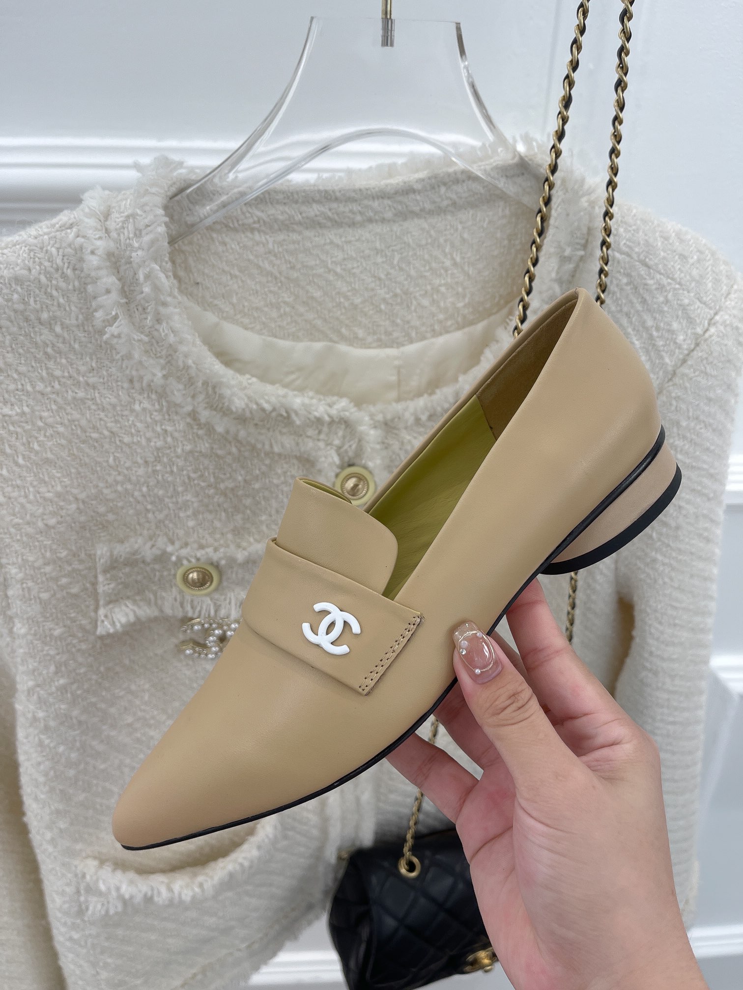 Ch**el Women’s Loafer With Logo Beige For Women