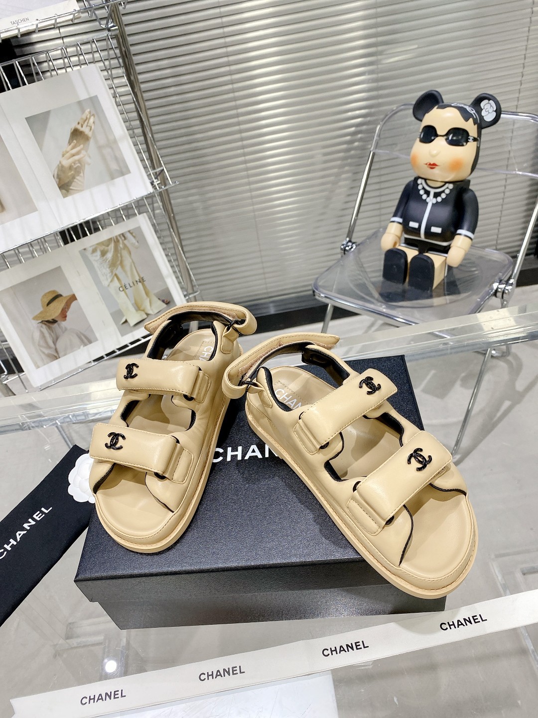 Ch**el Women’s Sandals With Ch**el Logo Beige For Women