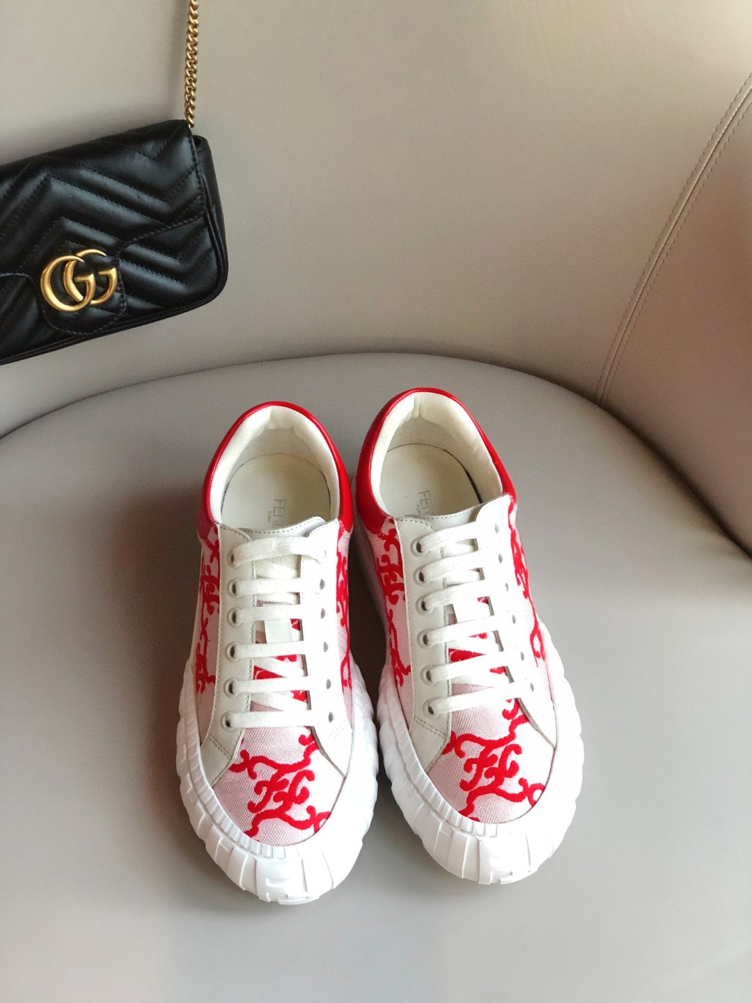 F**di Force Low Tops Sneakers Red For Men 7E1520