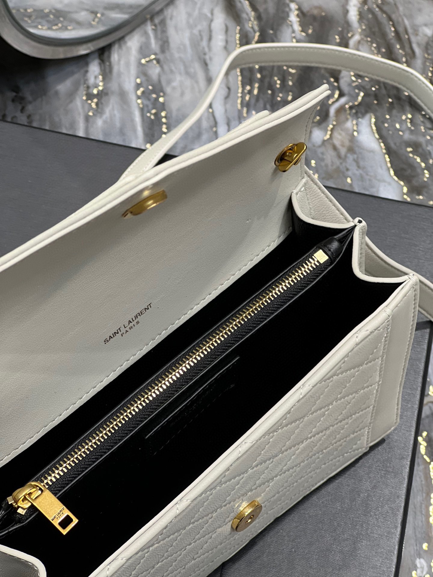 Sa1nt Lau*nt Gaby Mini Satchel White For Women, Women’s Bags 7.9in/20cm Y51 6855741EL079207