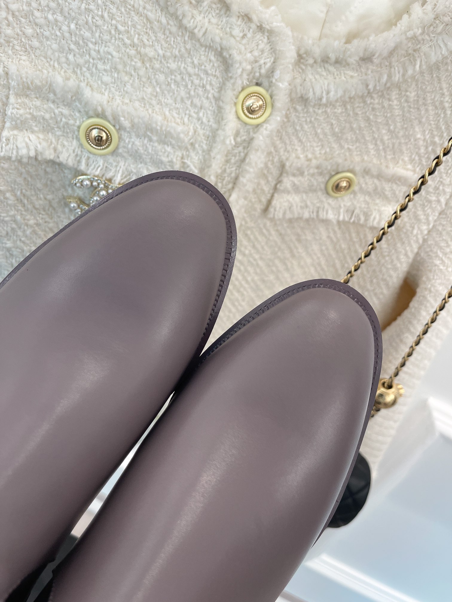 Ch**el Women’s Ankle Boots With Chain Light Violet For Women 1.5in/4cm