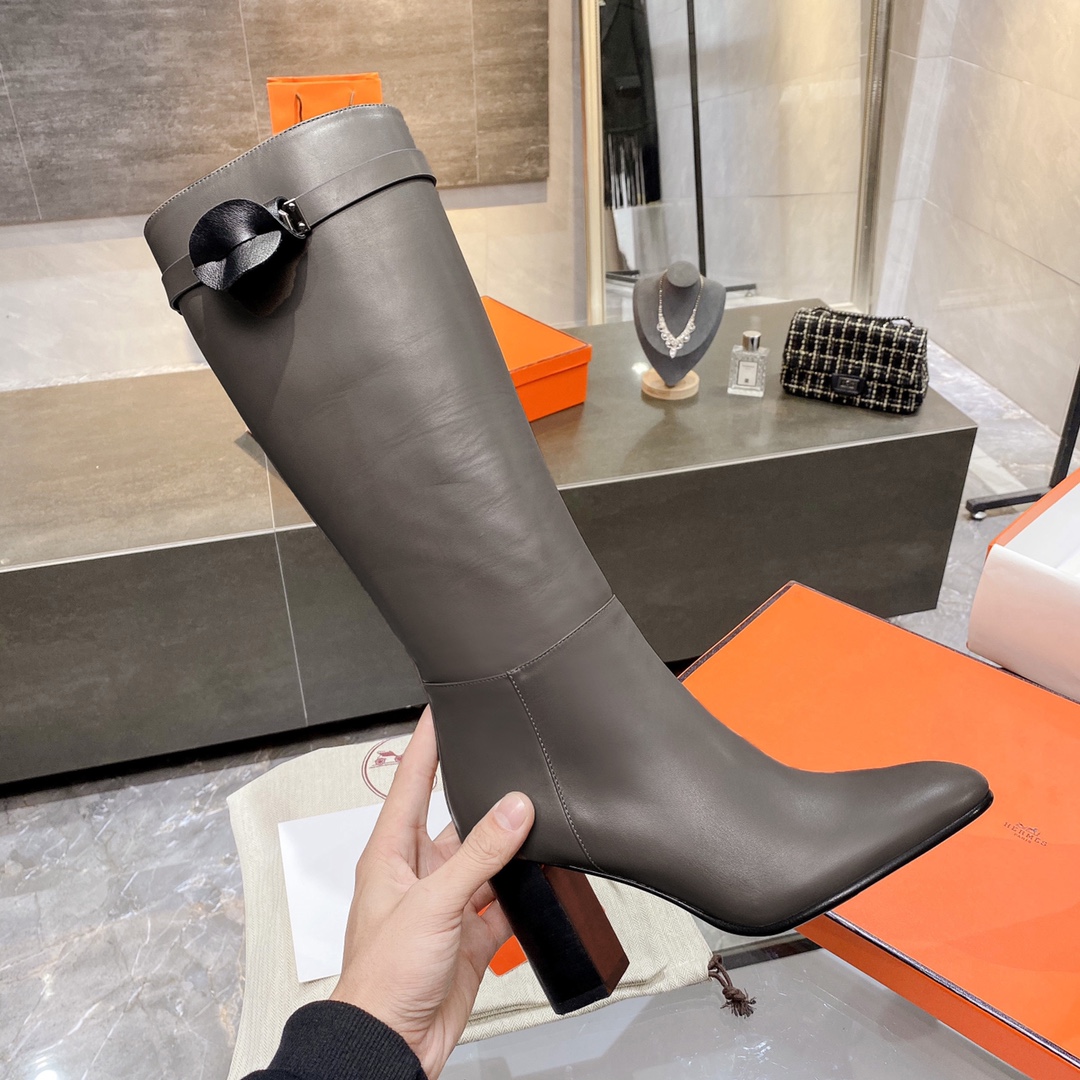 H**me5 High Heel Boots Gray For Women 3.54in/9cm